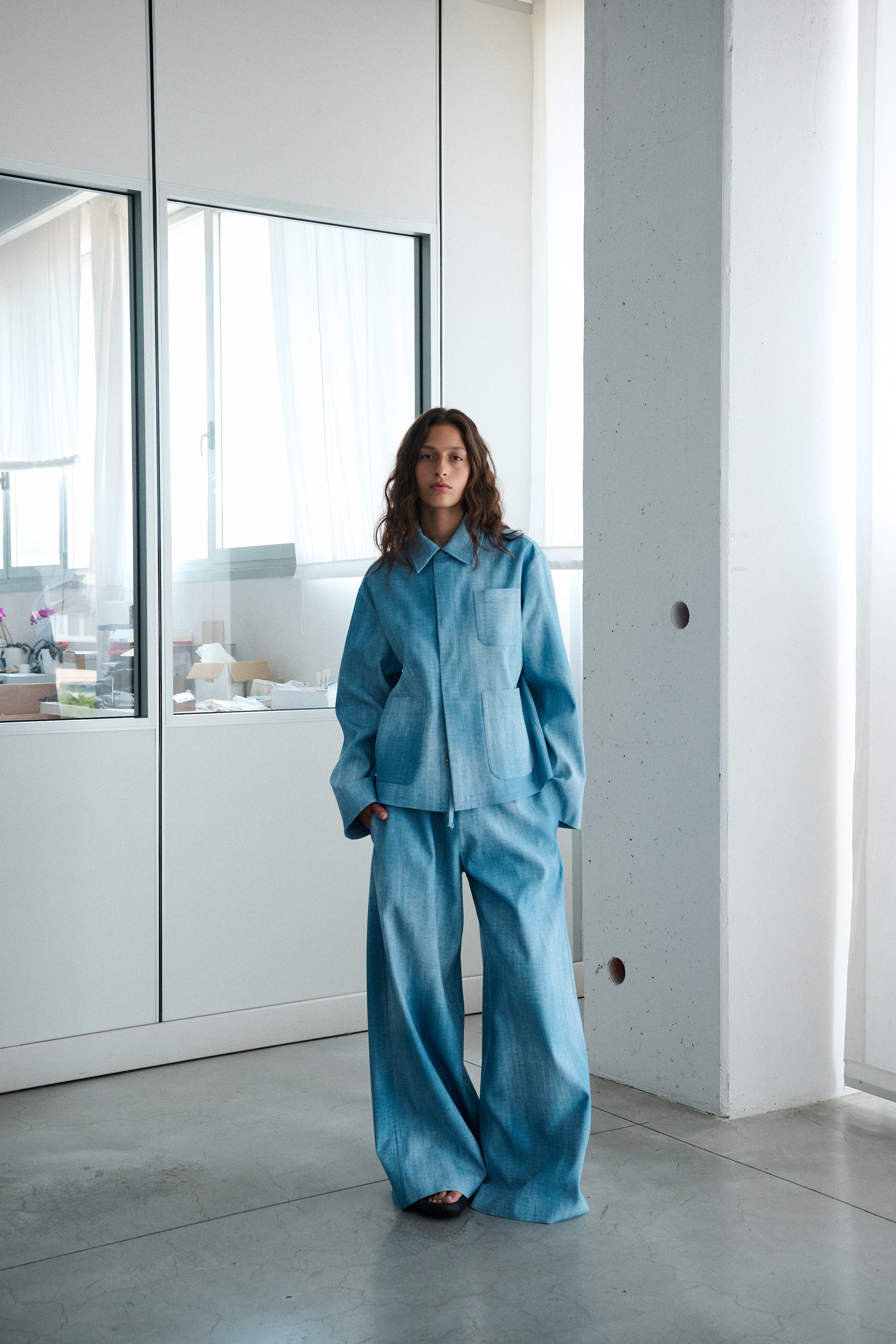 Flowy Pants – Cotton Cloudy Blue