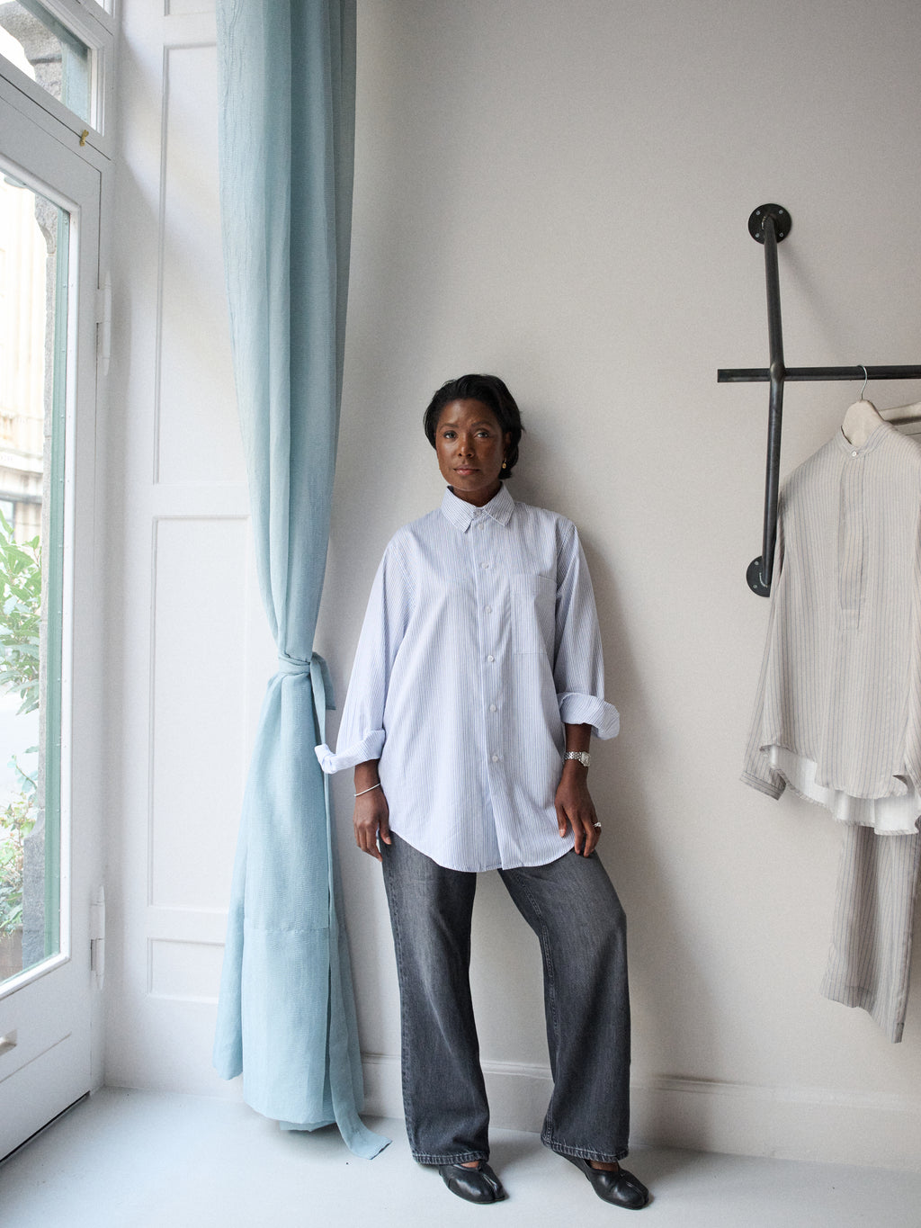 Crisp Shirt in Blue Striped Poplin