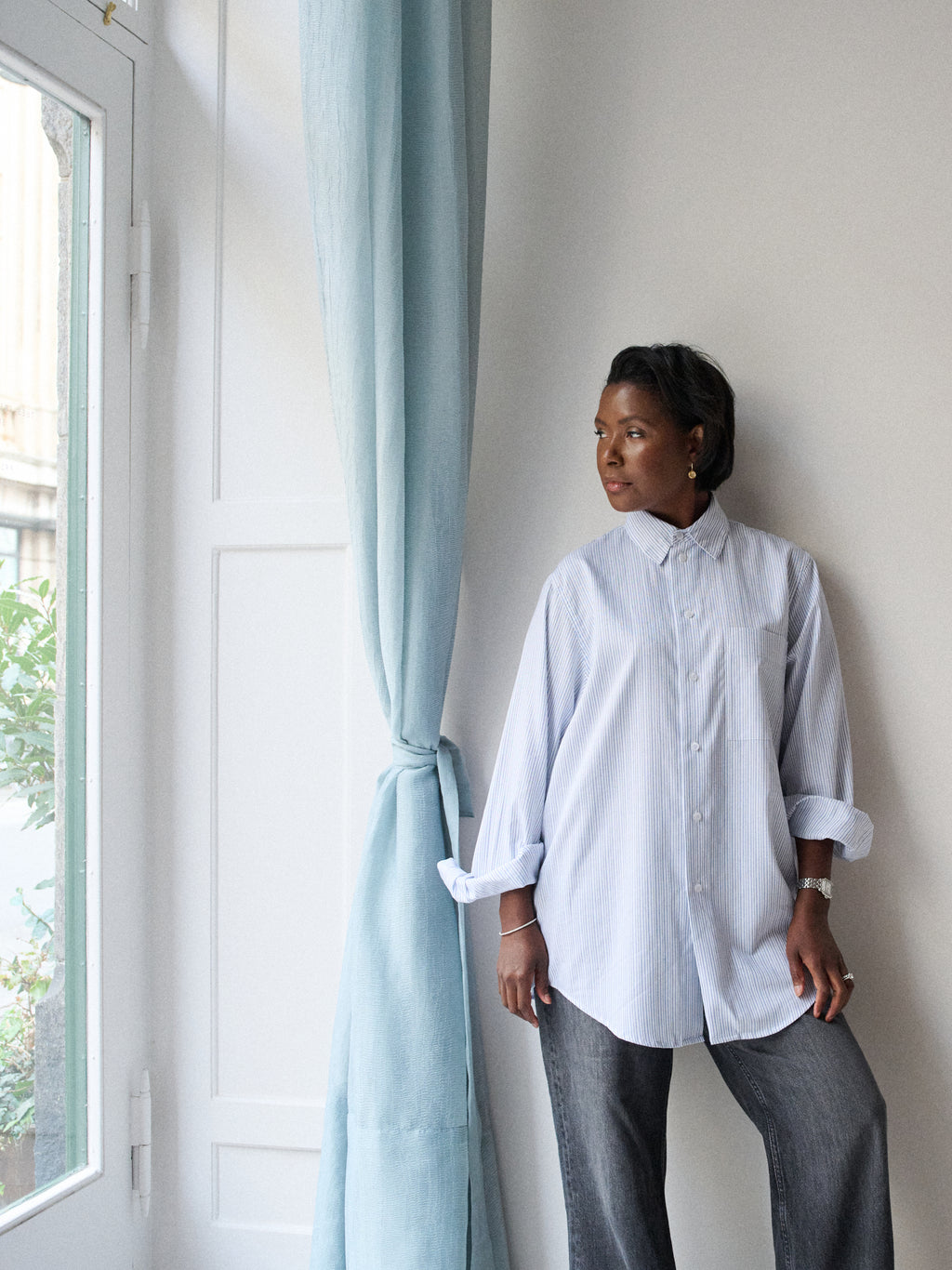 Crisp Shirt in Blue Striped Poplin