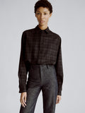 LAFINE Crisp Shirt in Onyx check wool. Designed by Yvonne Koné. Made in Italy.