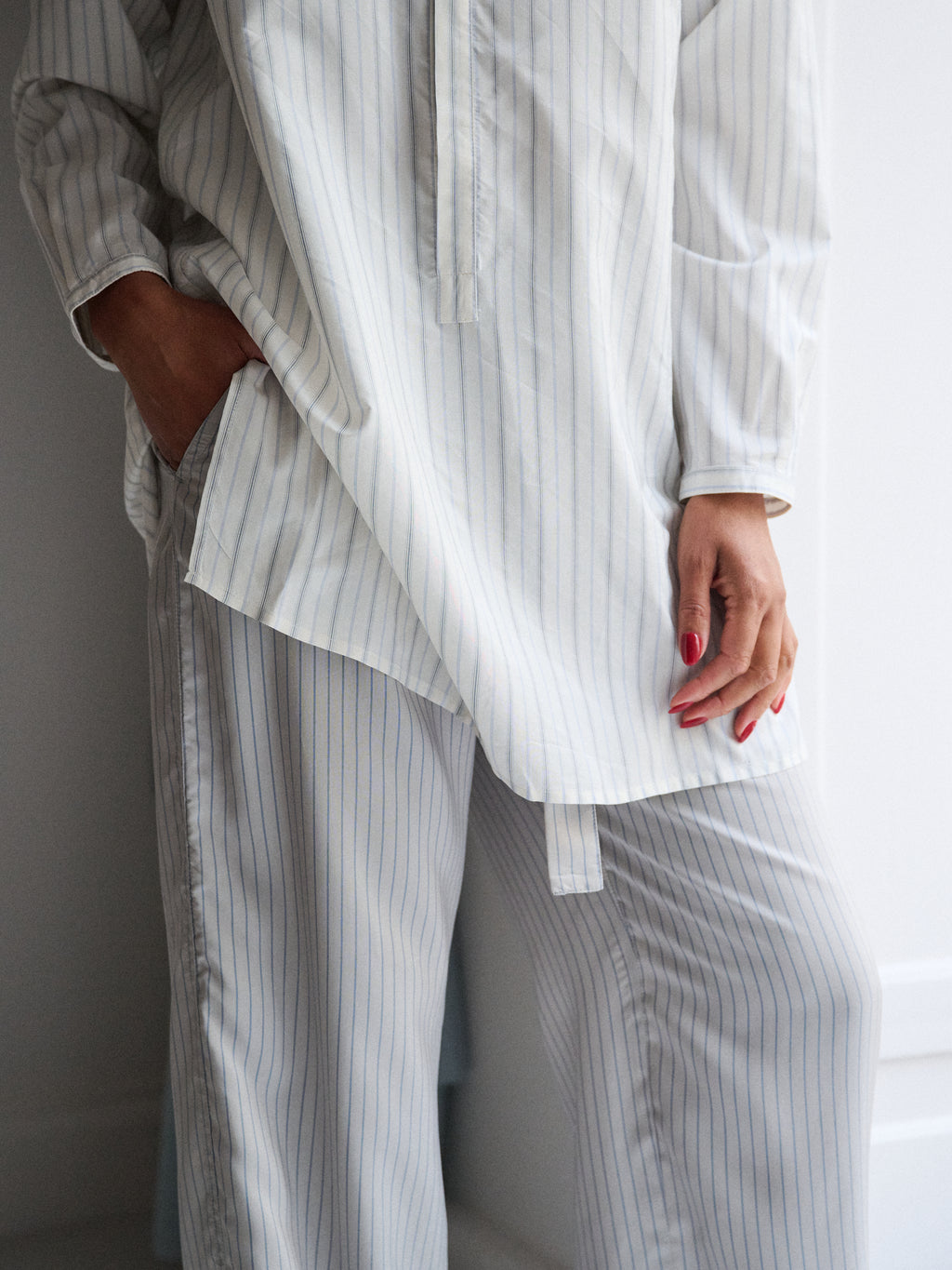 Long Pop Shirt in Faded Striped Silk 1