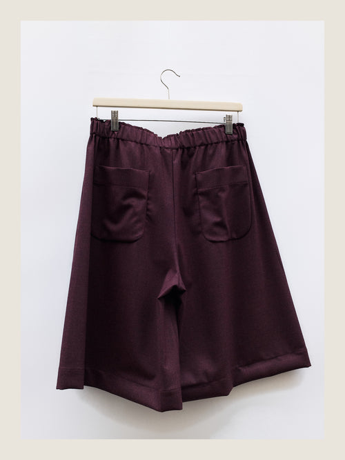 Flowy Winter Shorts in Wine Wool