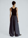 LAFINE Flowy Pants in Deep Blue linen. Designed by Yvonne Koné. Made in Italy.