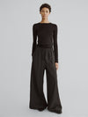 LAFINE Flowy Pants in Onyx wool. Designed by Yvonne Koné. Made in Italy.