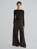 LAFINE Flowy Pants in Onyx wool. Designed by Yvonne Koné. Made in Italy.