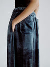 LAFINE Flowy Pants in Dusty Sapphire velvet. Designed by Yvonne Koné. Made in Italy.