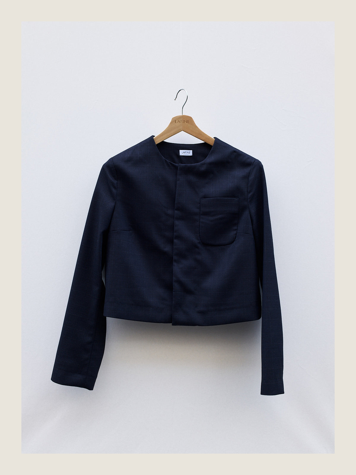 Little Set Jacket in Navy Check Wool