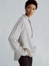 LAFINE Pop Shirt in Silver striped silk. Designed by Yvonne Koné. Made in Italy.