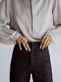 LAFINE Pop Shirt in Silver striped silk. Designed by Yvonne Koné. Made in Italy.