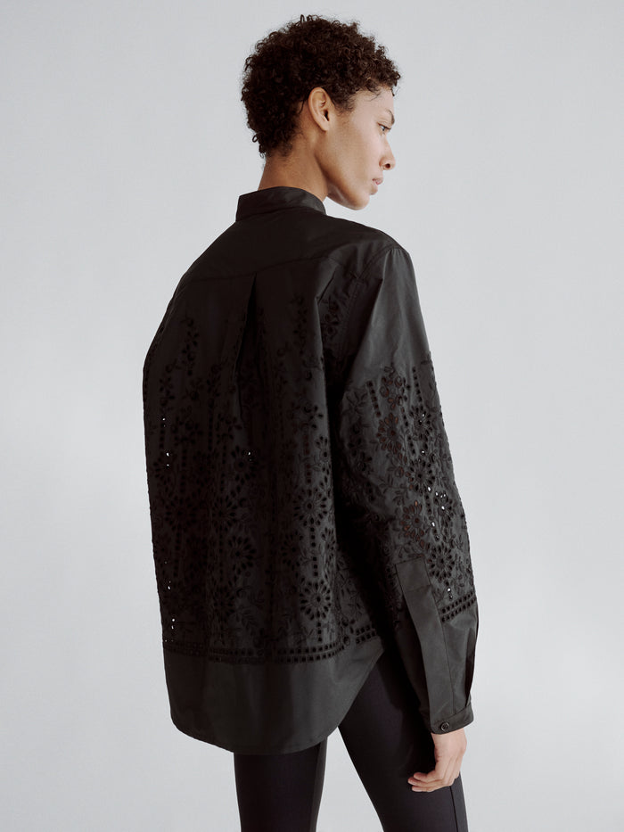 LAFINE Pop Shirt in Sangallo lace. Designed by Yvonne Koné. Made in Italy.