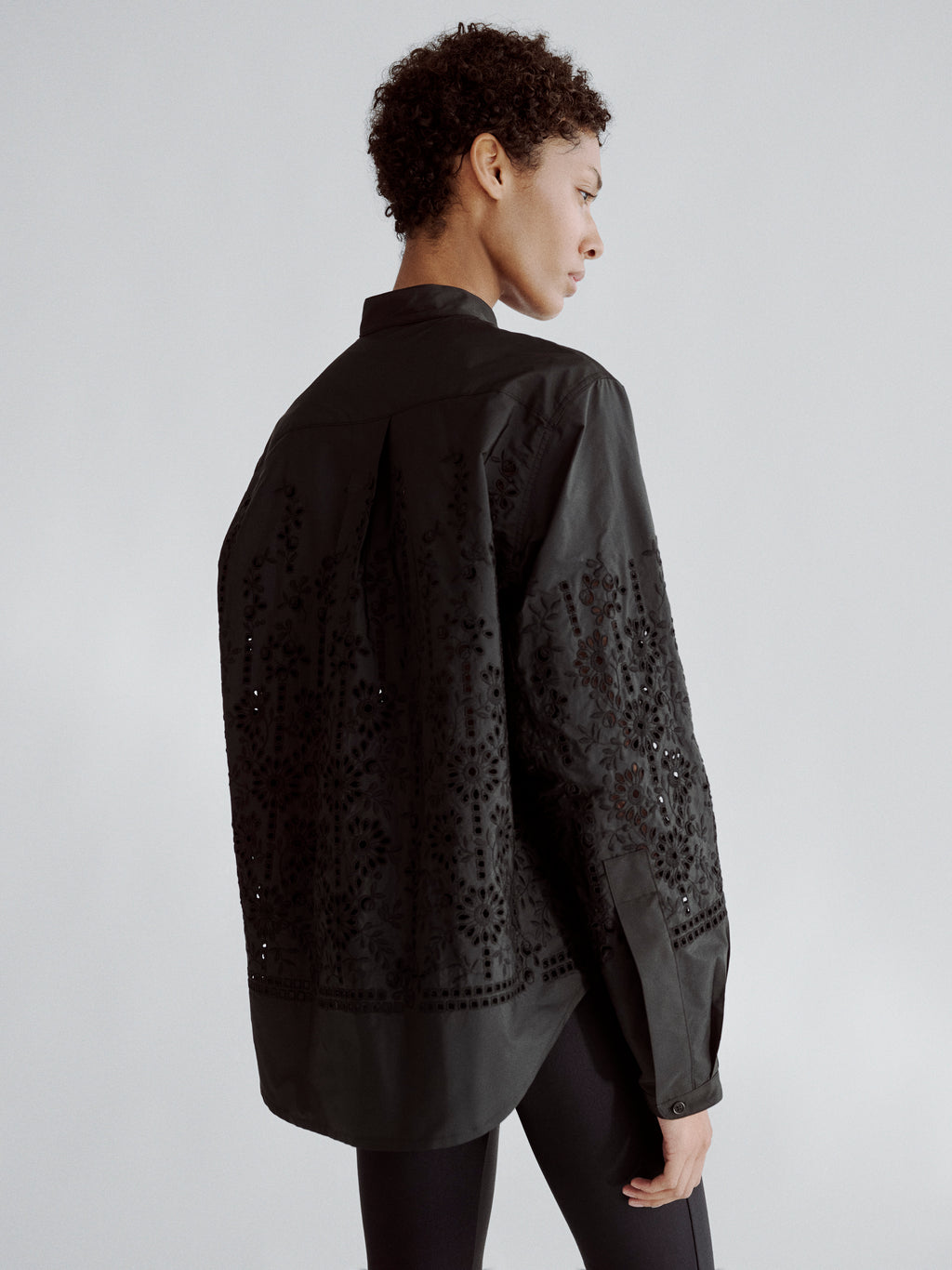 LAFINE Pop Shirt in Sangallo lace. Designed by Yvonne Koné. Made in Italy.