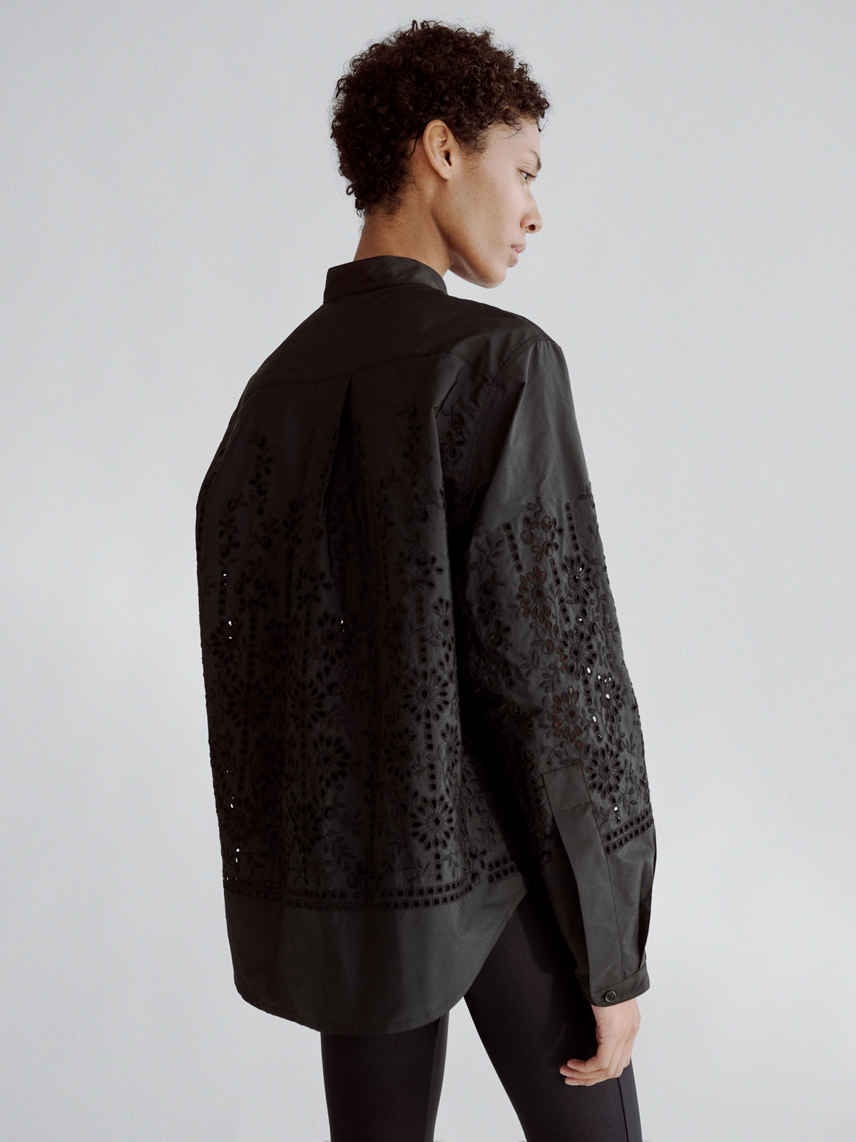 LAFINE Pop Shirt in Sangallo lace. Designed by Yvonne Koné. Made in Italy.