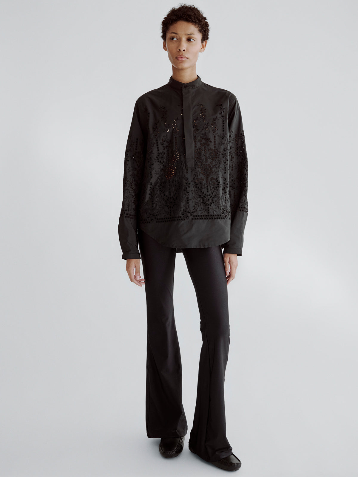 LAFINE Pop Shirt in Sangallo lace. Designed by Yvonne Koné. Made in Italy.