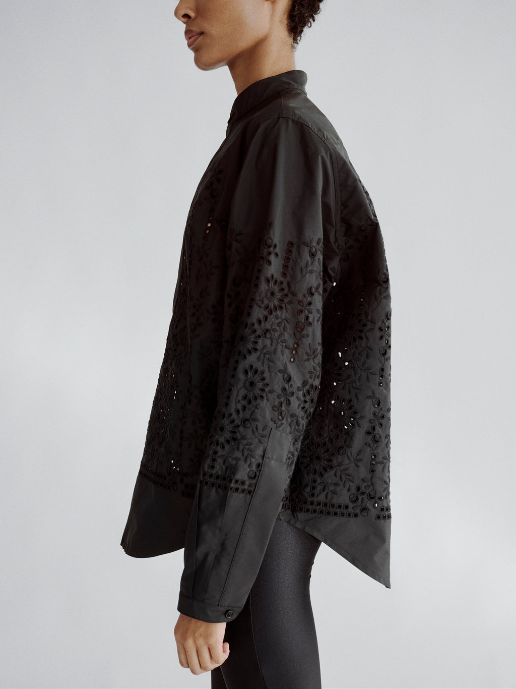 LAFINE Pop Shirt in Sangallo lace. Designed by Yvonne Koné. Made in Italy.