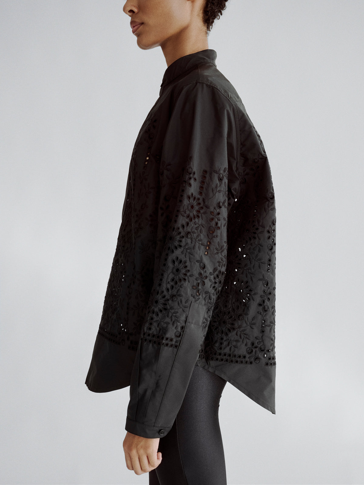 LAFINE Pop Shirt in Sangallo lace. Designed by Yvonne Koné. Made in Italy.