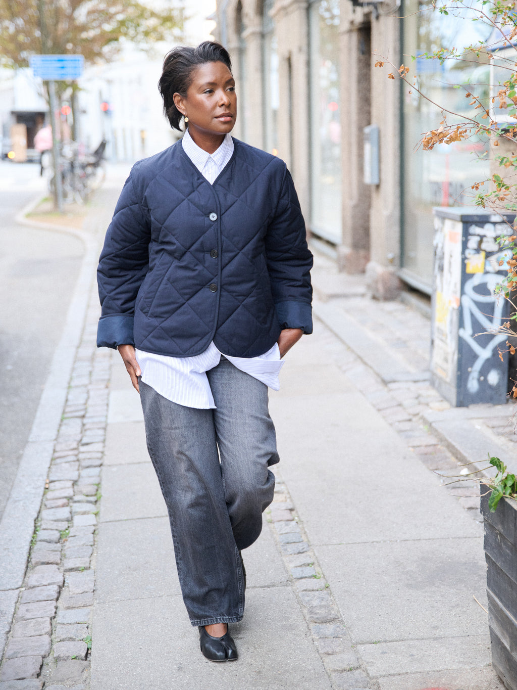 Quilted Jacket in Blue Wool