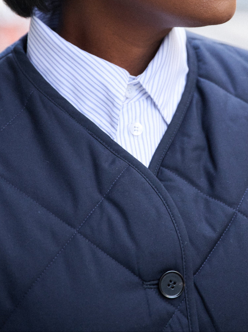 Quilted Jacket in Blue Wool