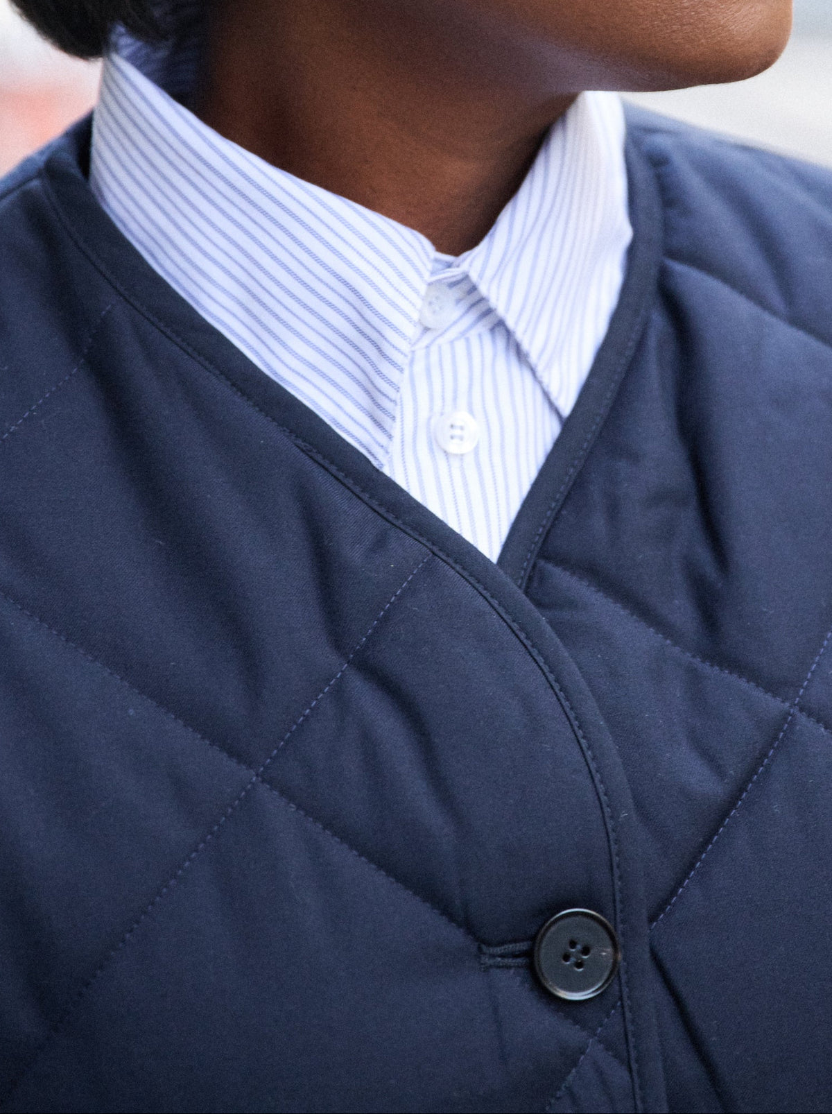 Quilted Jacket in Blue Wool