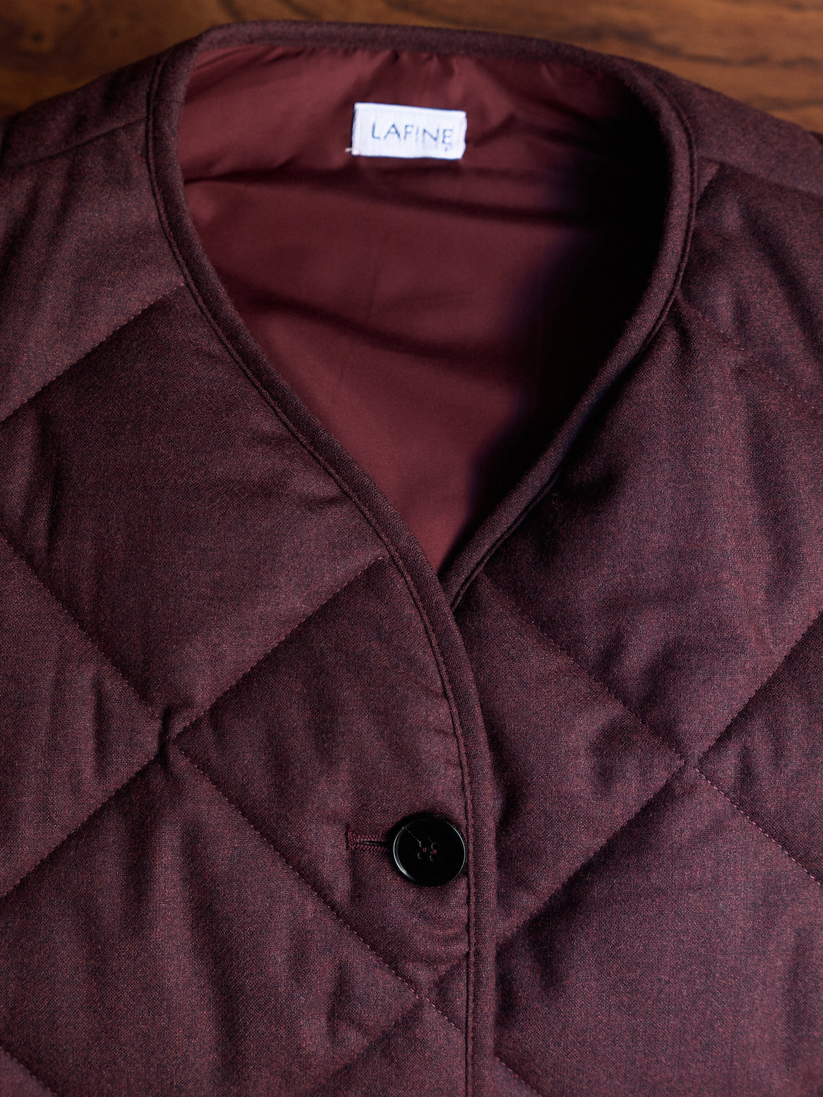 Quilted Jacket in Wine Wool