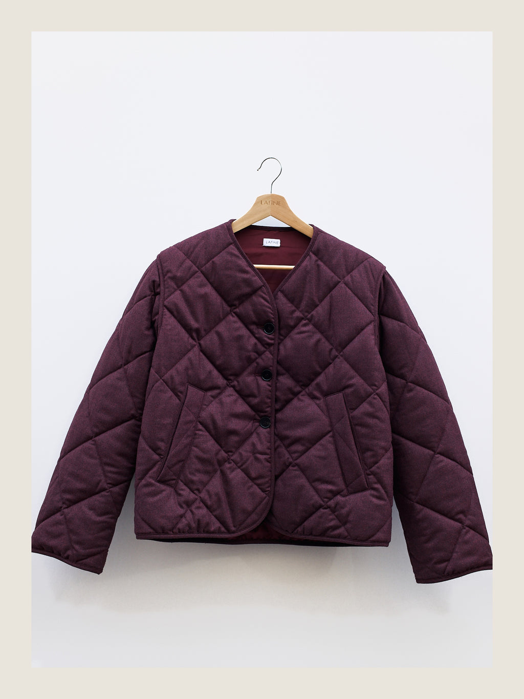 Quilted Jacket in Wine Wool