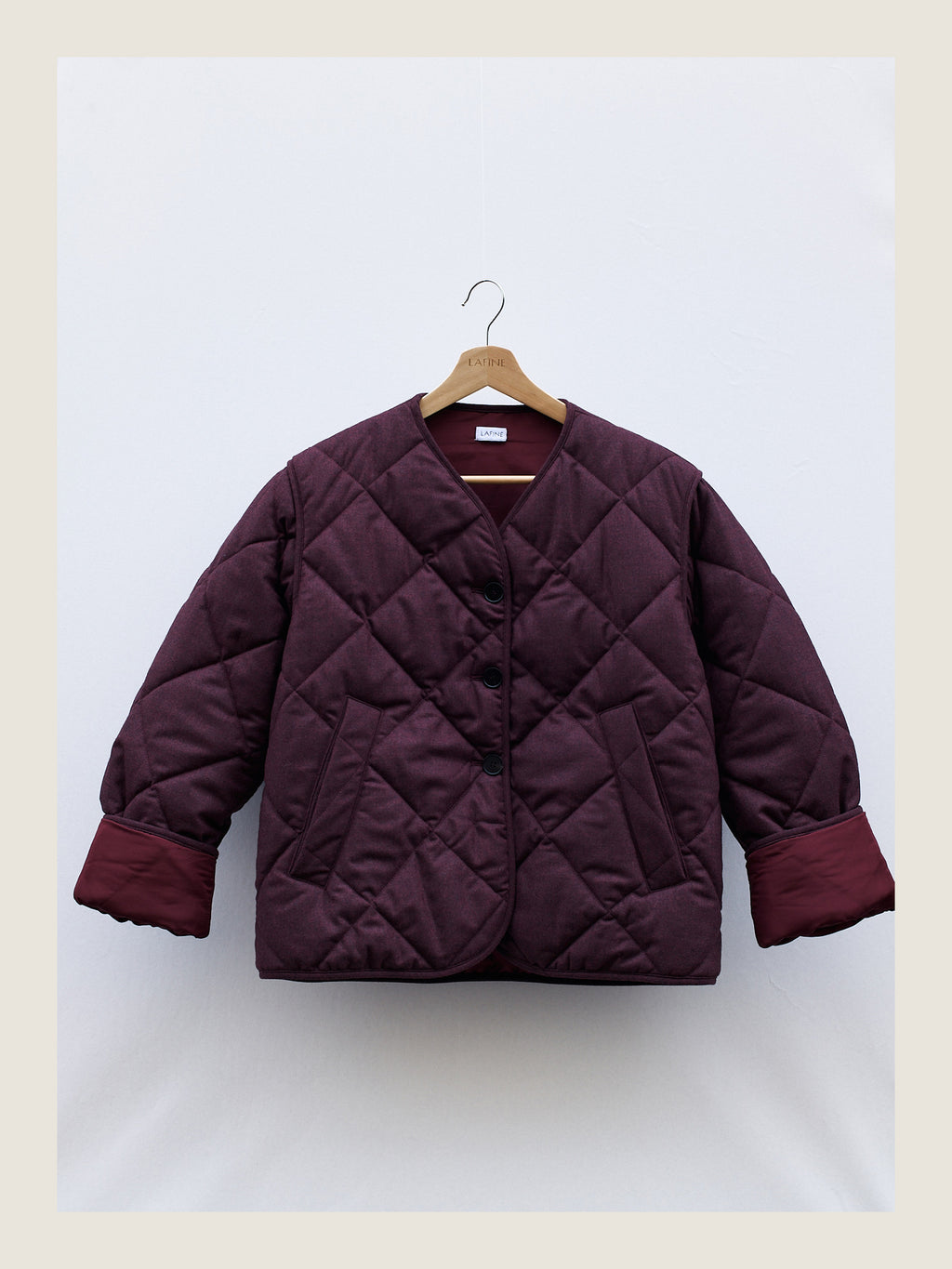Quilted Jacket in Wine Wool