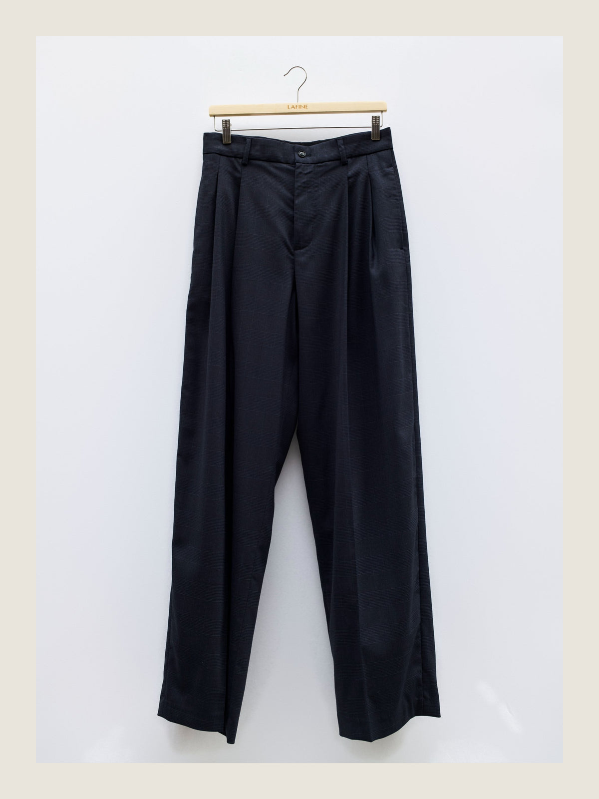Tailored Pants in Navy Check Wool