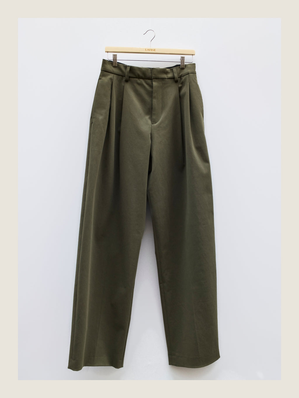 Tailored Pants in Olive Cotton