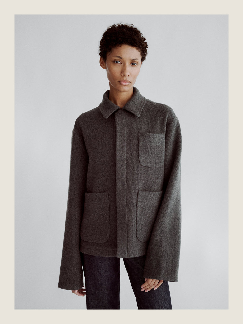 The Set Jacket in Knitted Cashmere Grey