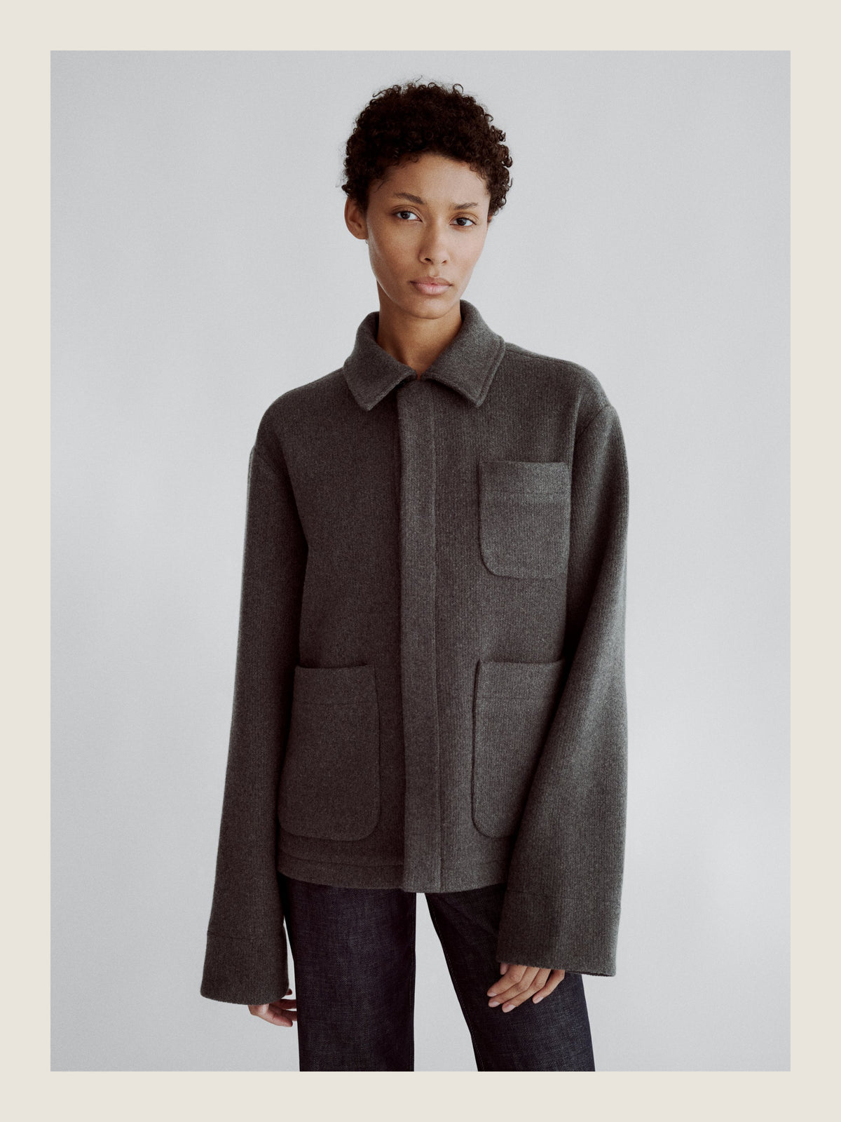 The Set Jacket in Knitted Cashmere Grey