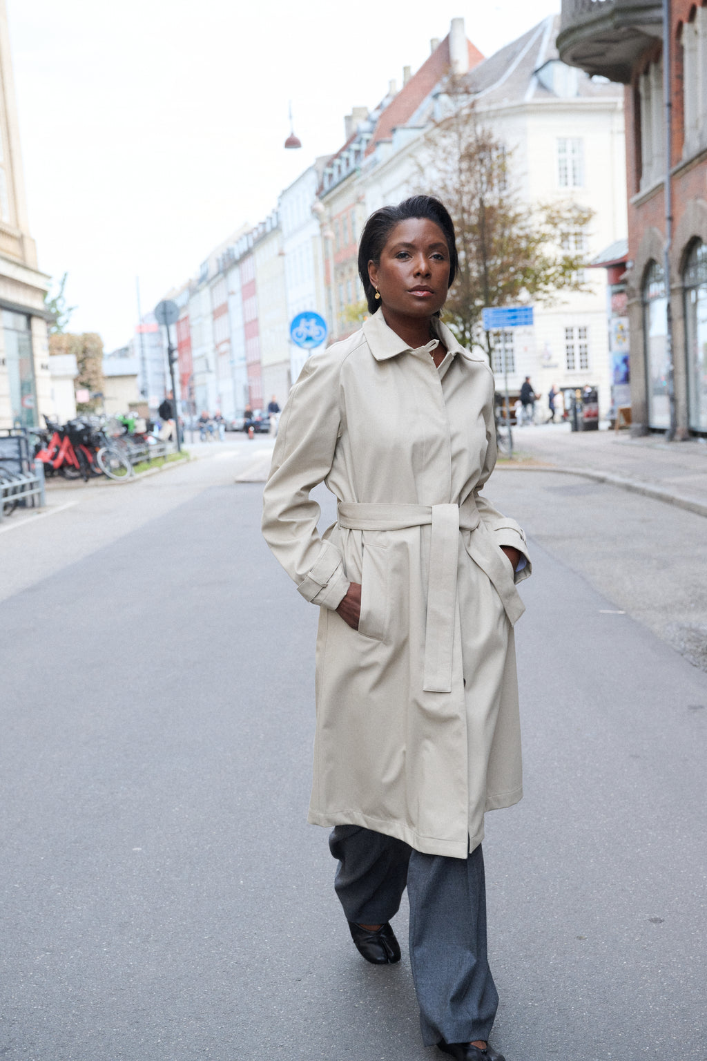Trench Coat in Oat Gabardine