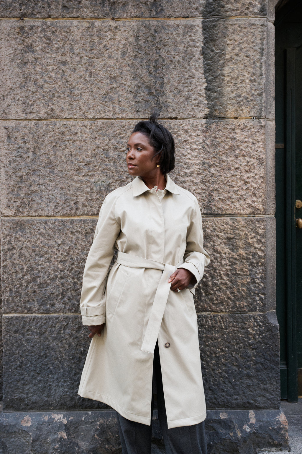 Trench Coat in Oat Gabardine