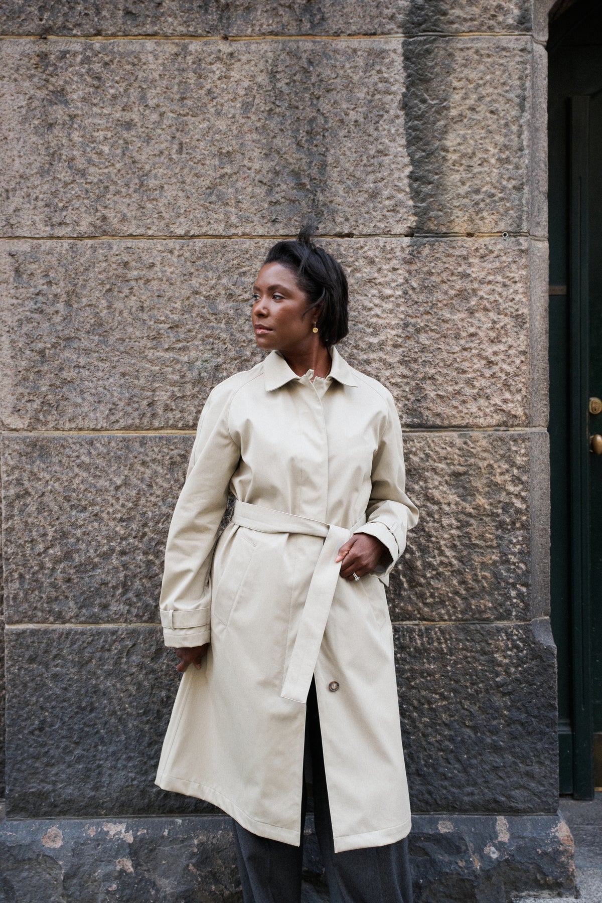 Trench Coat in Oat Gabardine