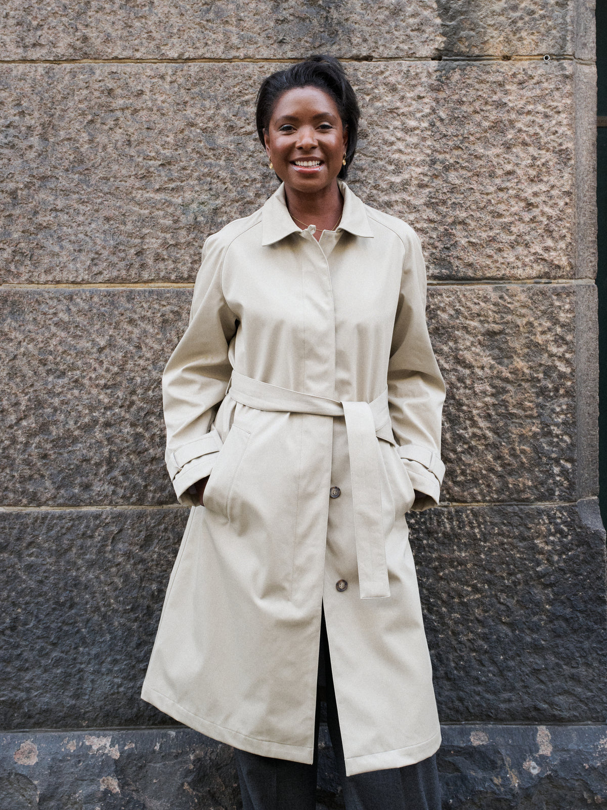 Trench Coat in Oat Gabardine
