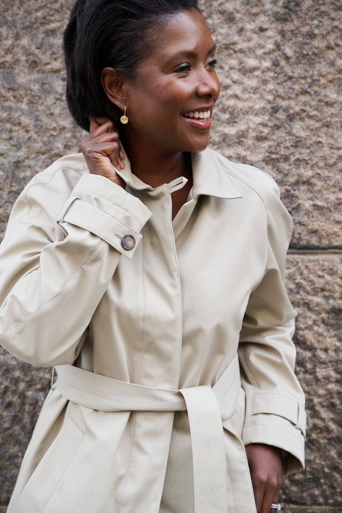 Trench Coat in Oat Gabardine
