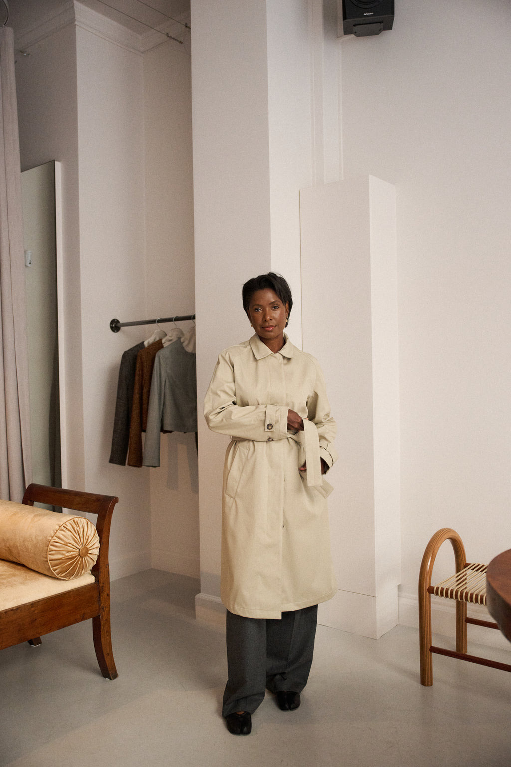 Trench Coat in Oat Gabardine