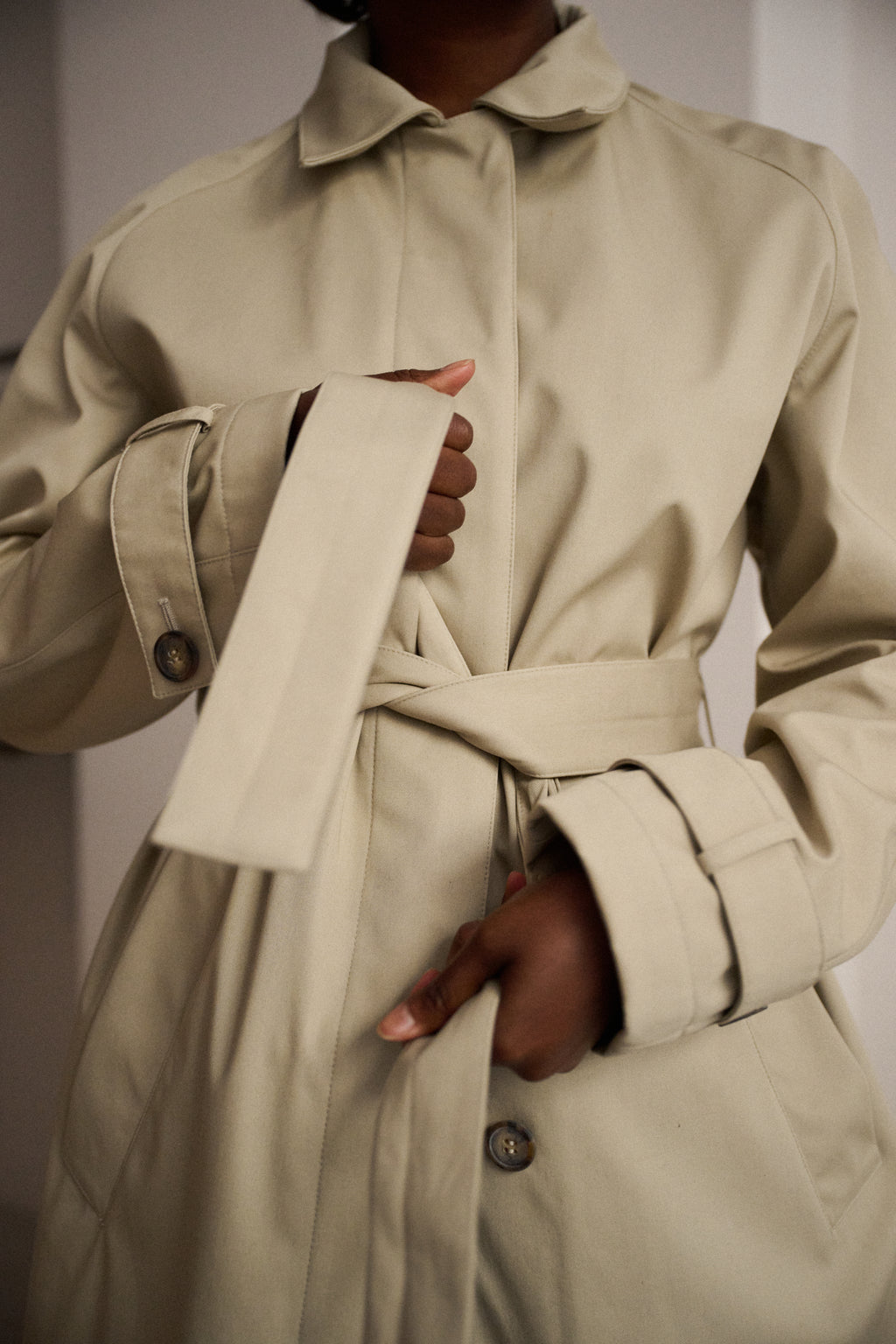Trench Coat in Oat Gabardine