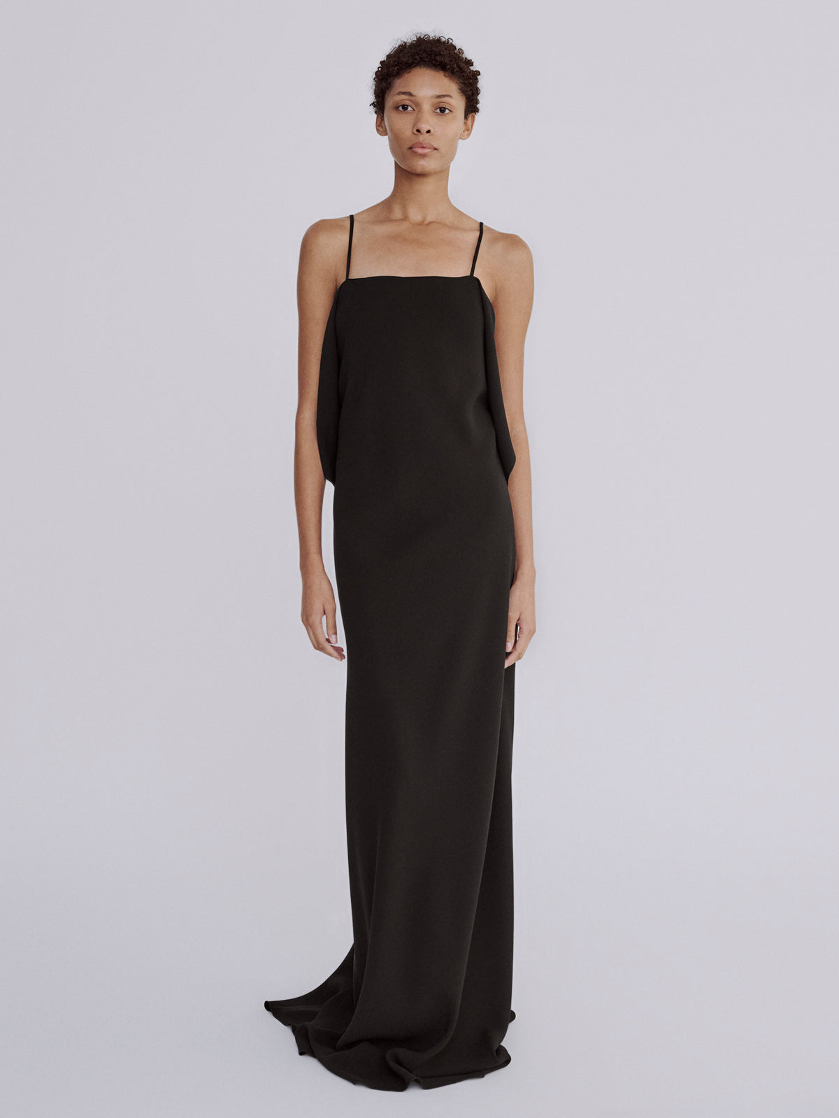 LAFINE Dress in Black crepe stretch. Designed by Yvonne Koné. Made in Italy.