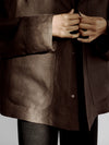 LAFINE Set Jacket in Chocolate linen. Designed by Yvonne Koné. Made in Italy.