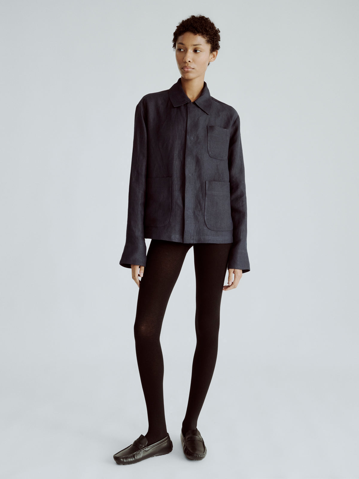 LAFINE Set Jacket in Deep Blue linen. Designed by Yvonne Koné. Made in Italy.