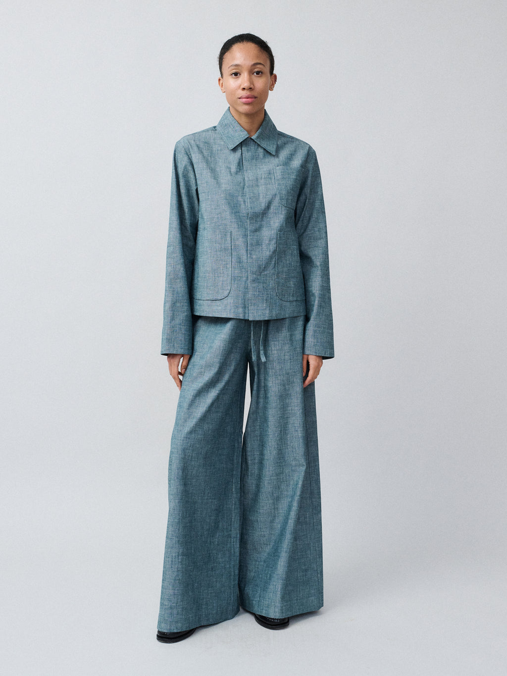 Flowy Pants – Denim Chambray Mid Blue